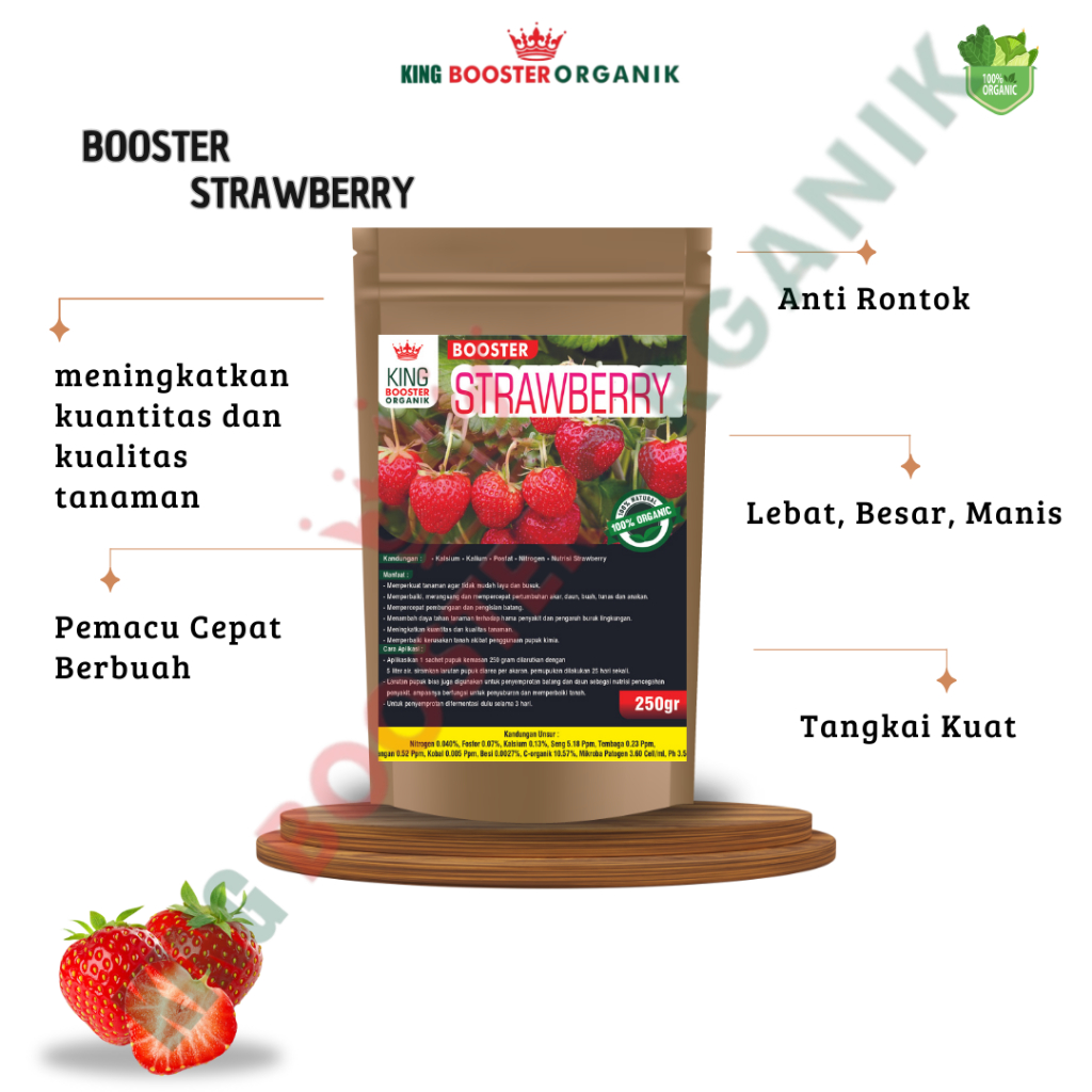 Pupuk Strawberry Pelebat buah Booster Organik Tanaman bibit Stoberi jumbo korea manis Anti Rontok Pe