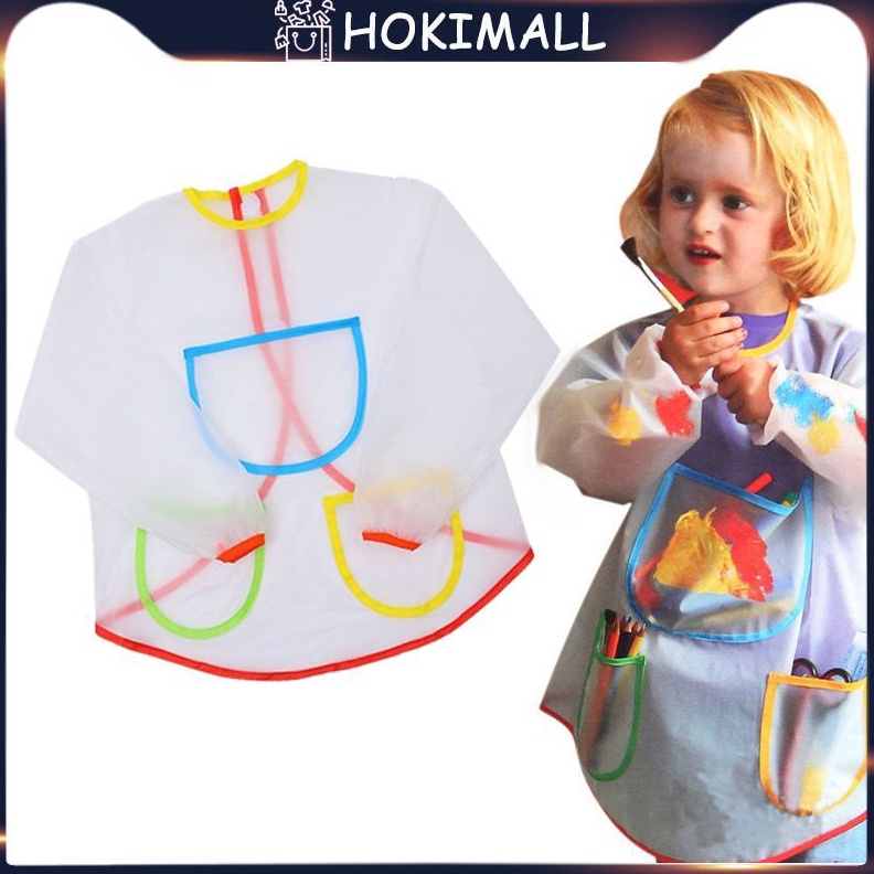 

KODE B8U Apron Lukis Anak Lengan Panjang AntiAir Celemek Melukis Waterproof Kids Painting Art Smock Kids