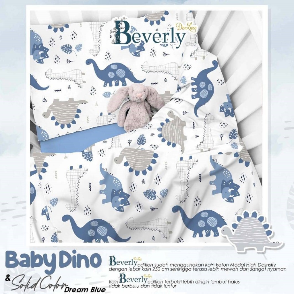 Sprei Katun Anak Motif BEVERLY BABY DINO | Sprei Homemade dari Katun CVC Premium | Sprei Custom