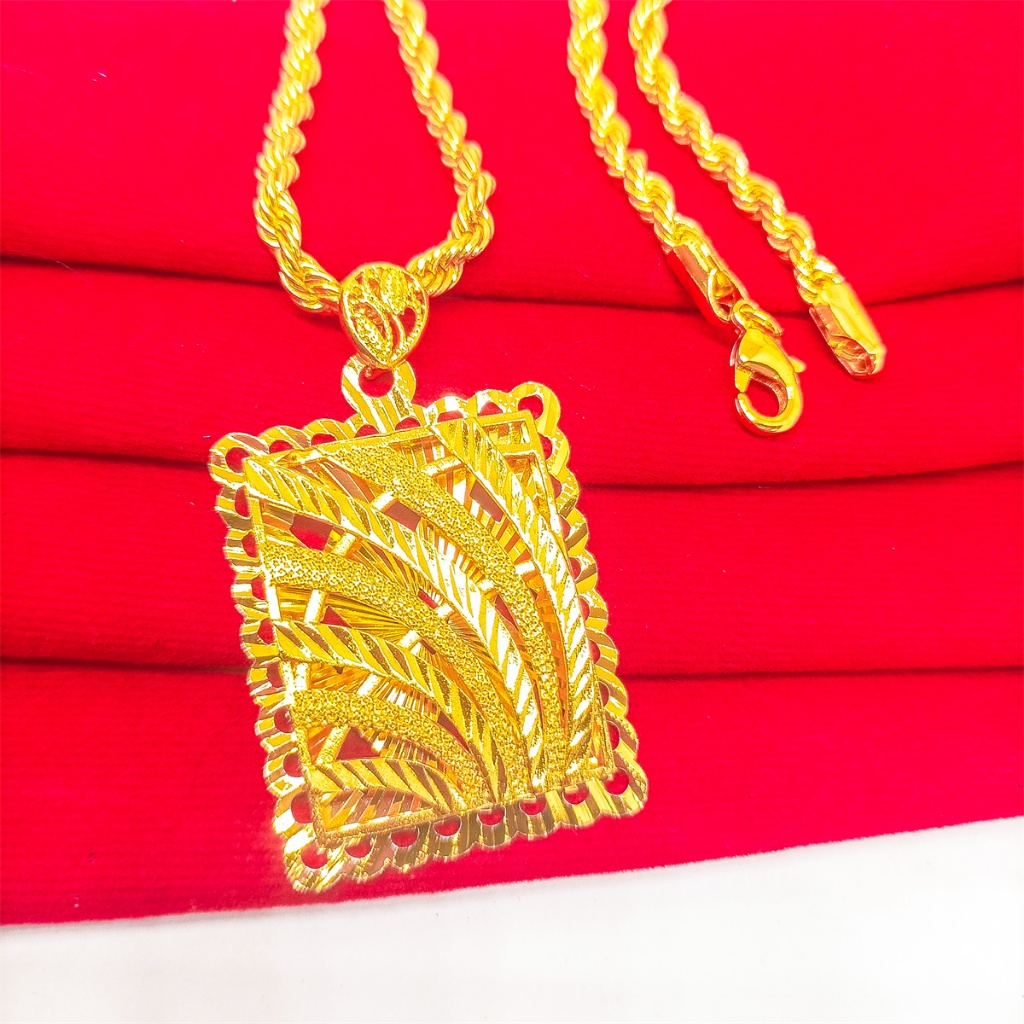 Dubai Kalung+Liontin titanium Lapis Emas 24k gold Wanita xuping anti karat tidak mudah luntur mirip 