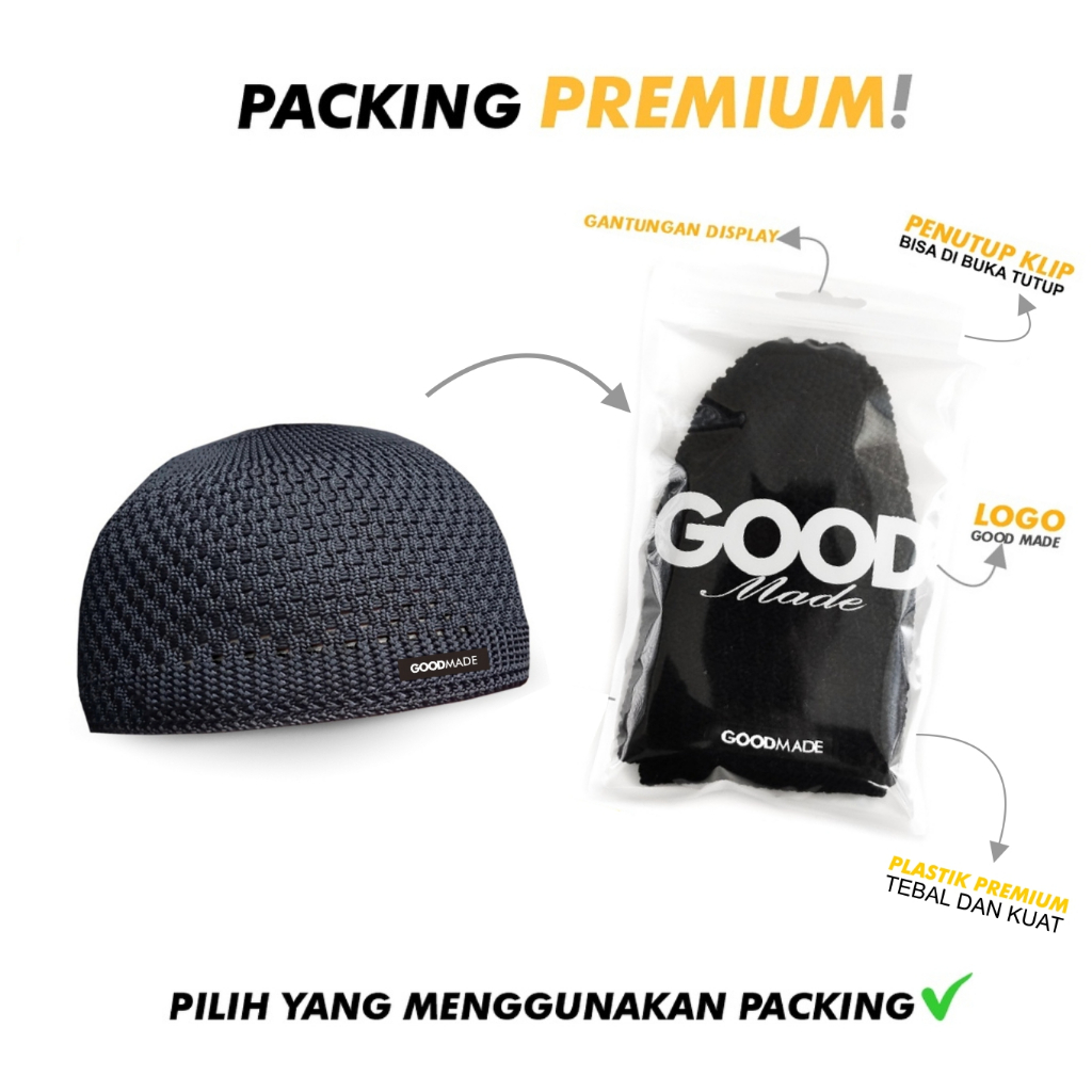 GOOD MADE - Peci Haji Rajut Haji | Peci Haji Hitam Putih | Peci Oleh-oleh Haji | COD