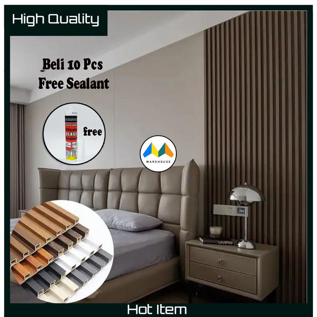 MW Wood Panel WPC Wall Panel PVC Motif Kayu Dinding Kisi Kisi Kayu Dekorasi Hiasan Tembok Aestetic