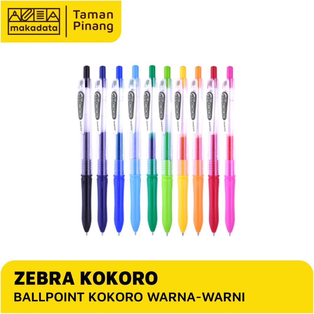 BALLPOINT ZEBRA KOKORO WARNA-WARNI / PULPEN KOKORO WARNA-WARNI ( 1 PCS)