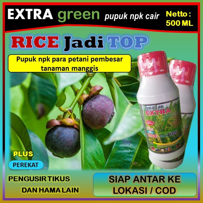 Pupuk tanaman manggis npk cair lengkap ( EKTRA GREEN RICE jadi TOP ) 500 ml - pupuk penyubur tanaman