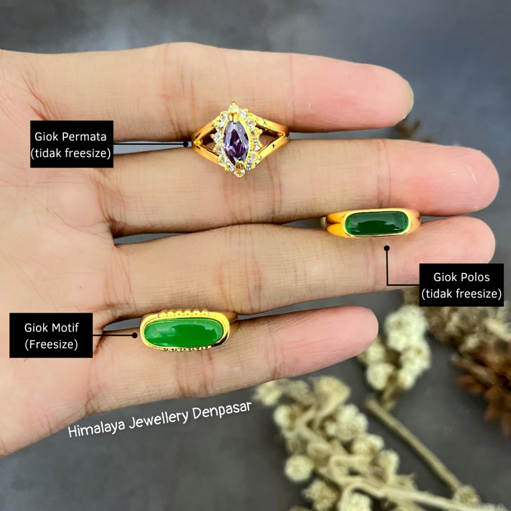 cincin giok asli bahan tembaga lapis emas hongkong dan giok persis emas asli Himalaya Jewelry Denpas