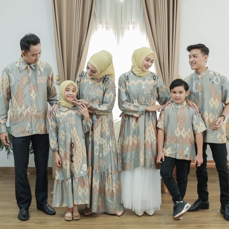 Rekomendasi Silky Family Set Sarimbit Keluarga Motif Baju Gamis Couple Lebaran Dress Wanita Terbaru 