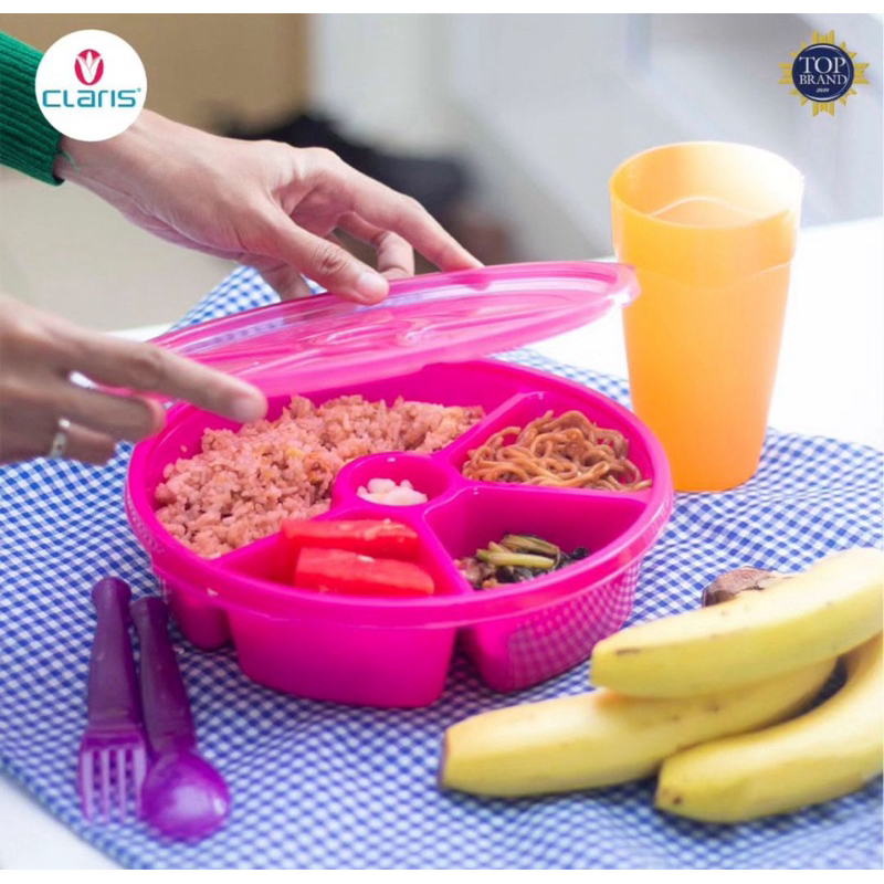 Tempat bekal bulat sekat /tempat makan anak/kotak catering claris