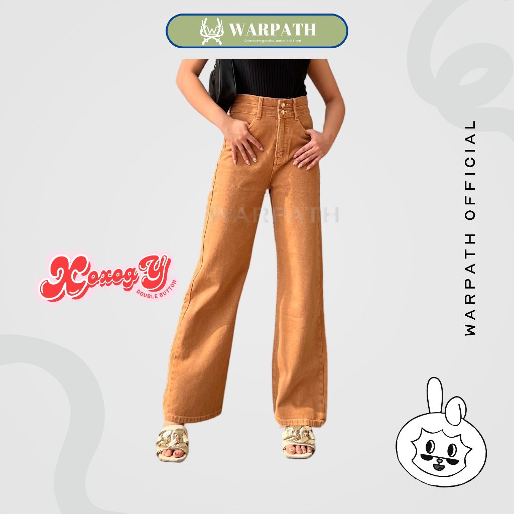 WARPATH - Celana Jeans Kulot Highwaist Xoxogy 8710 Double Kancing Kulot Jeans Wanita Caramel