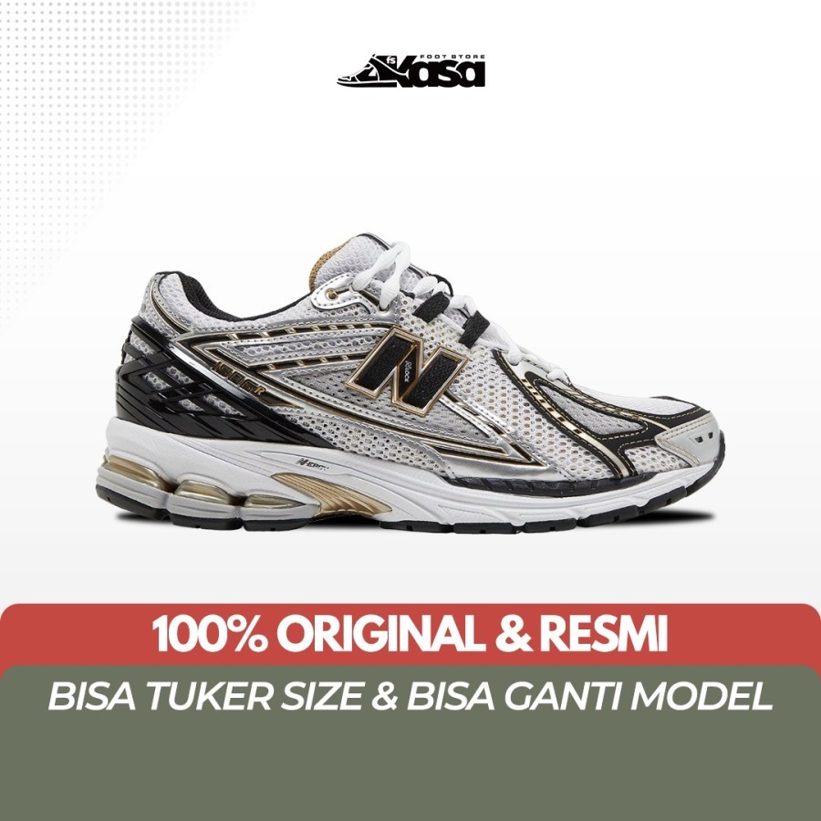 Sepatu Sneakers Pria NB 1906 R 1906R White Black Gold