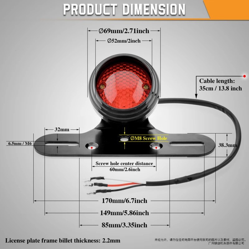 Lampu Belakang Lampu Rem Stoplamp LED Mini Custom CRF KLX D-TRACKER SUPERMOTOR FLATTRACKER
