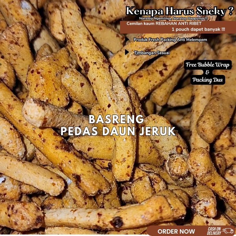 

Basreng Pedas Daun Jeruk Endolita 1Kg Renyah Viral/Stik Basreng Pedas Daun Jeruk