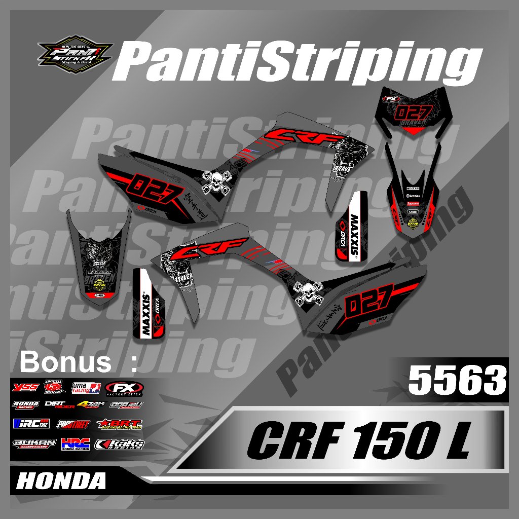 Striping Bodi Motor CRF 150L Variasi Desain Simple - skotlet motor crf 150l desain Racing Style