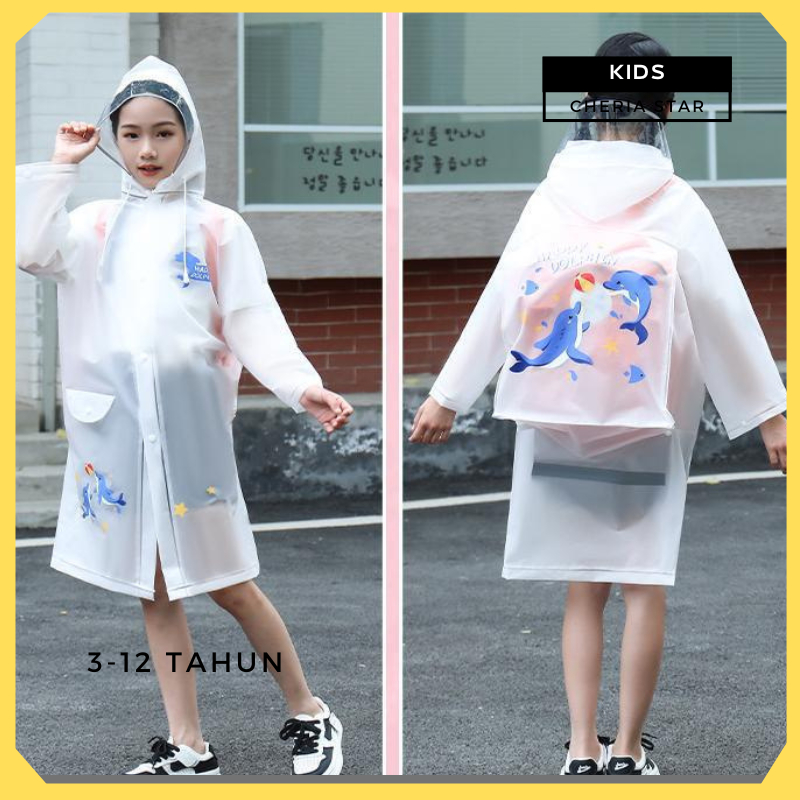 JAS HUJAN ANAK PEREMPUAN MANTEL HUJAN MOTOR ANAK COWOK RAINCOAT KIDS KOREA JAKET IMPORT A49
