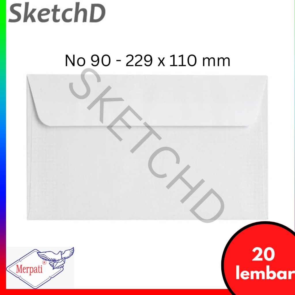 

Amplop putih panjang No 90 Merpati 229x110 mm 20 lbr
