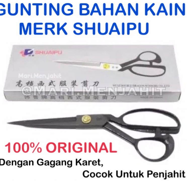 

Pasti Berkualitas Gunting Potong Bahan Kain Shuaipu Baja Besi Pegangan Karet High Quality 8 9 1