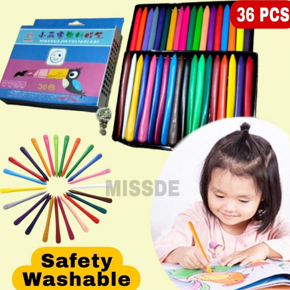 

New Update Crayon Anti Air Anti Kotor Isi 36 Pcs Crayon Lab Non Toxic Crayon Triangular Lab Triangle