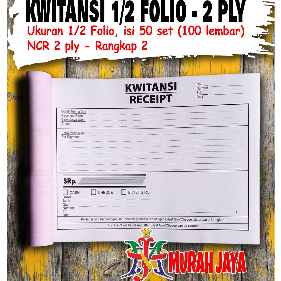 

Big Promo KWITANSI BESAR RECEIPT TANDA TERIMA 12 FOLIO 2 RANGKAP 2 PLY PUTIH MERAH