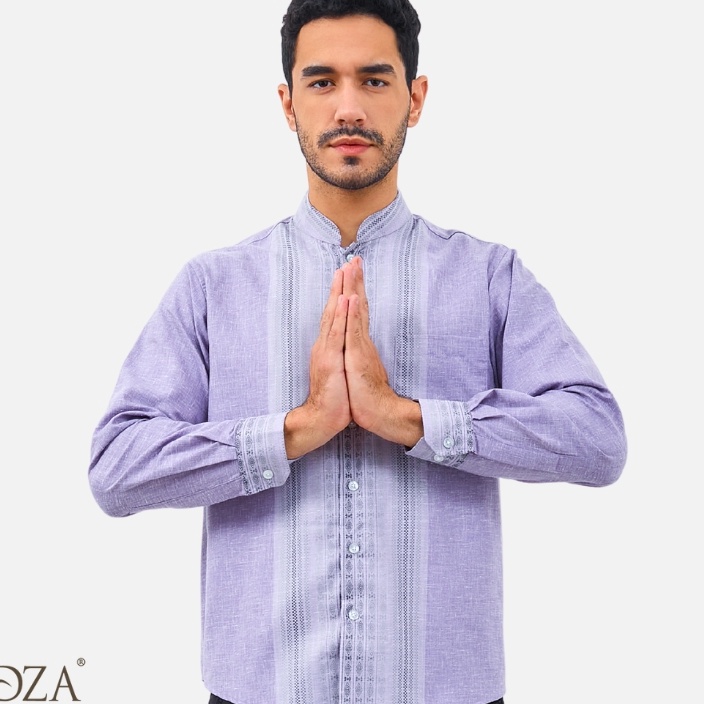 COD Odza Baju Koko Muslim Lengan Panjang Pria Arziman Ungu Lilac