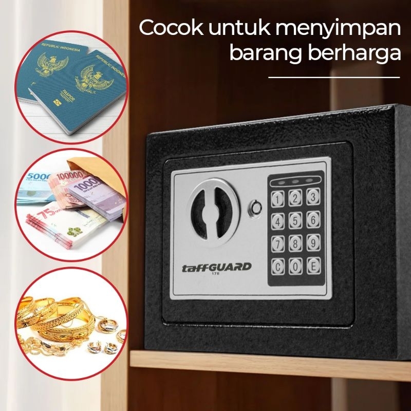 Taff Taffguard Brankas Mini Electric Password Safe Deposit Box 4.6L - 17E / Brankas Uang / Berangkas