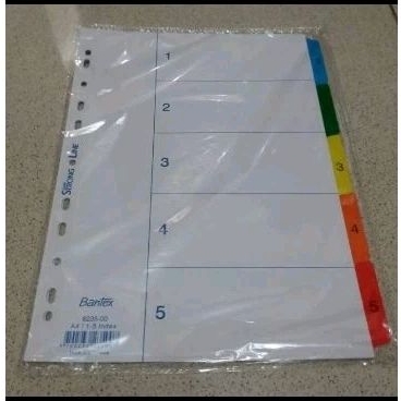 

Divider A4 5 Warna Bantex 6235-00 / Pembatas Kertas Bantex 6235