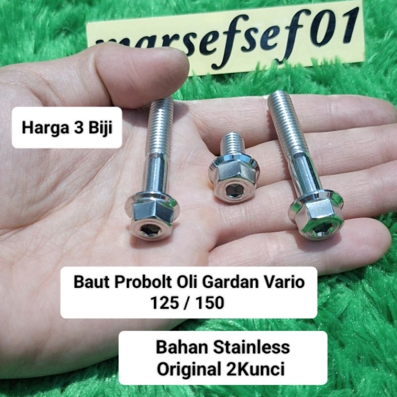 Probolt Baut Stainless Oli Gardan Vario 125 Vario 150 Model 2Kunci Stainless Original