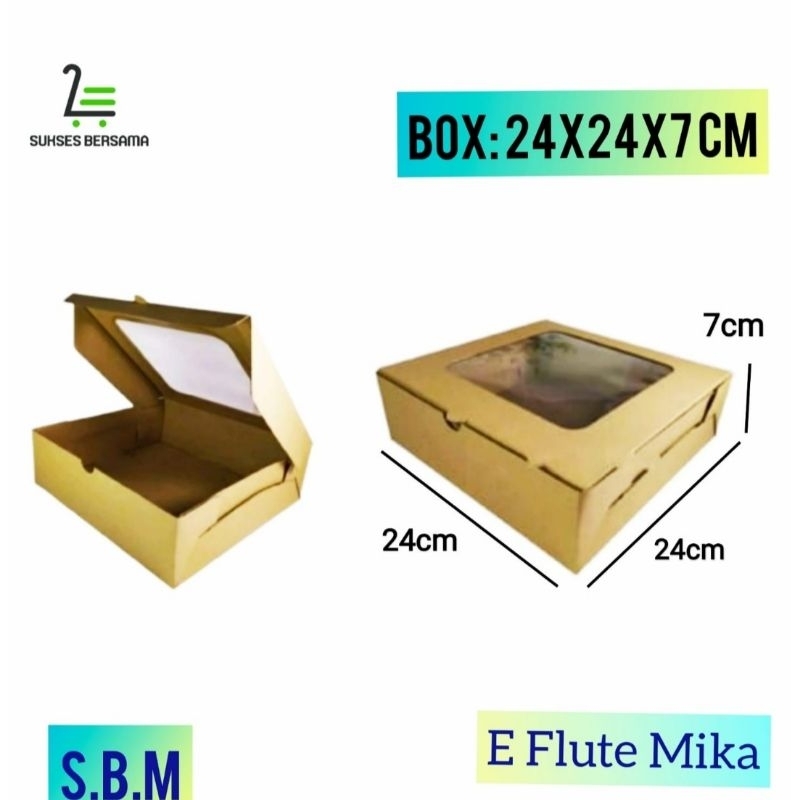 Box 24x24xx7 cm E-FLUTE Window Mika/Dus Box/Kardus/Hampers