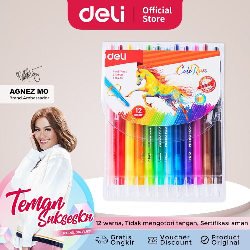 

Deli Crayon Putar 12warna Twistable Crayon 12colour Anti Kotor EC20403