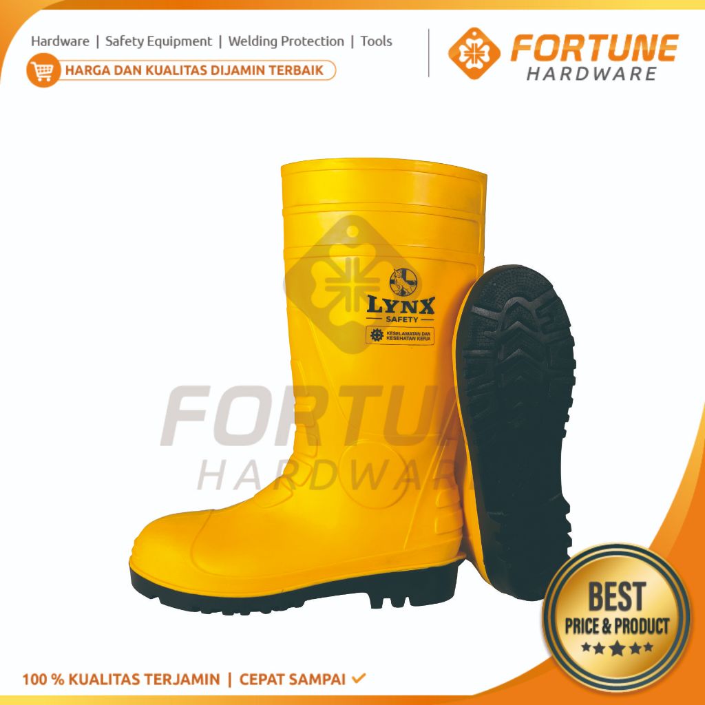 HOT PRODUCT SEPATU BOOT SAFETY RUBBER LYNX SAFETY WITH STEEL TOE UJUNG BESI