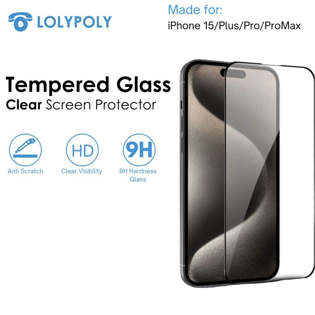 LOLYPOLY Full Cover Tempered Glass Original For iP 15 Series