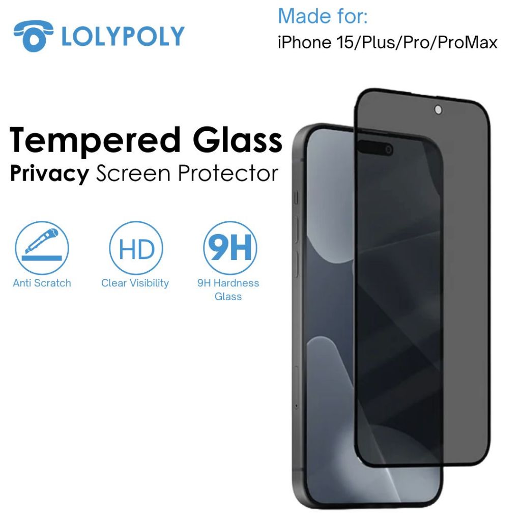 Lolypoly Privacy Tempered Glass For iP 15 Series HD Screen Display