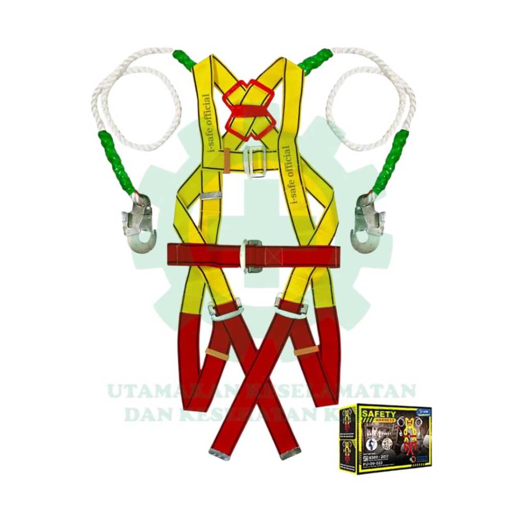 FULL BODY HARNESS SNI / SAFETY HARNESS BELT i-SAFE SNI DOUBLE HOOK BESAR