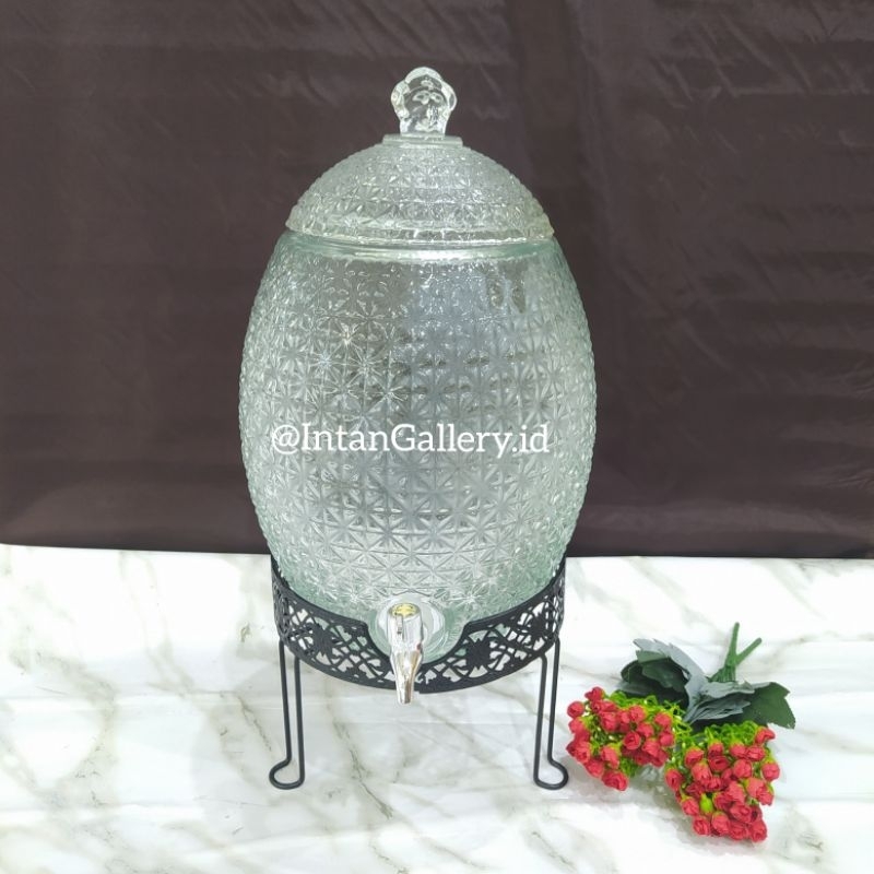 Dispenser Kaca Nanas 10 Liter + Rack