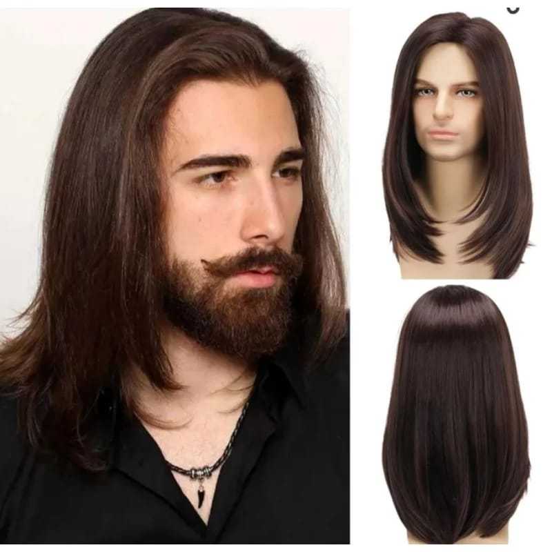 Wig pria tanpa poni wig laki laki
