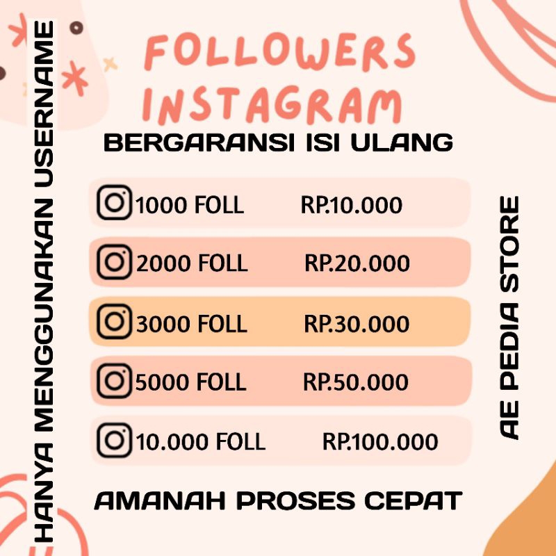 INSTAGRAM INSTA FOLLOWERS REAL AKTIP + 15 POSTINGAN NO BOT