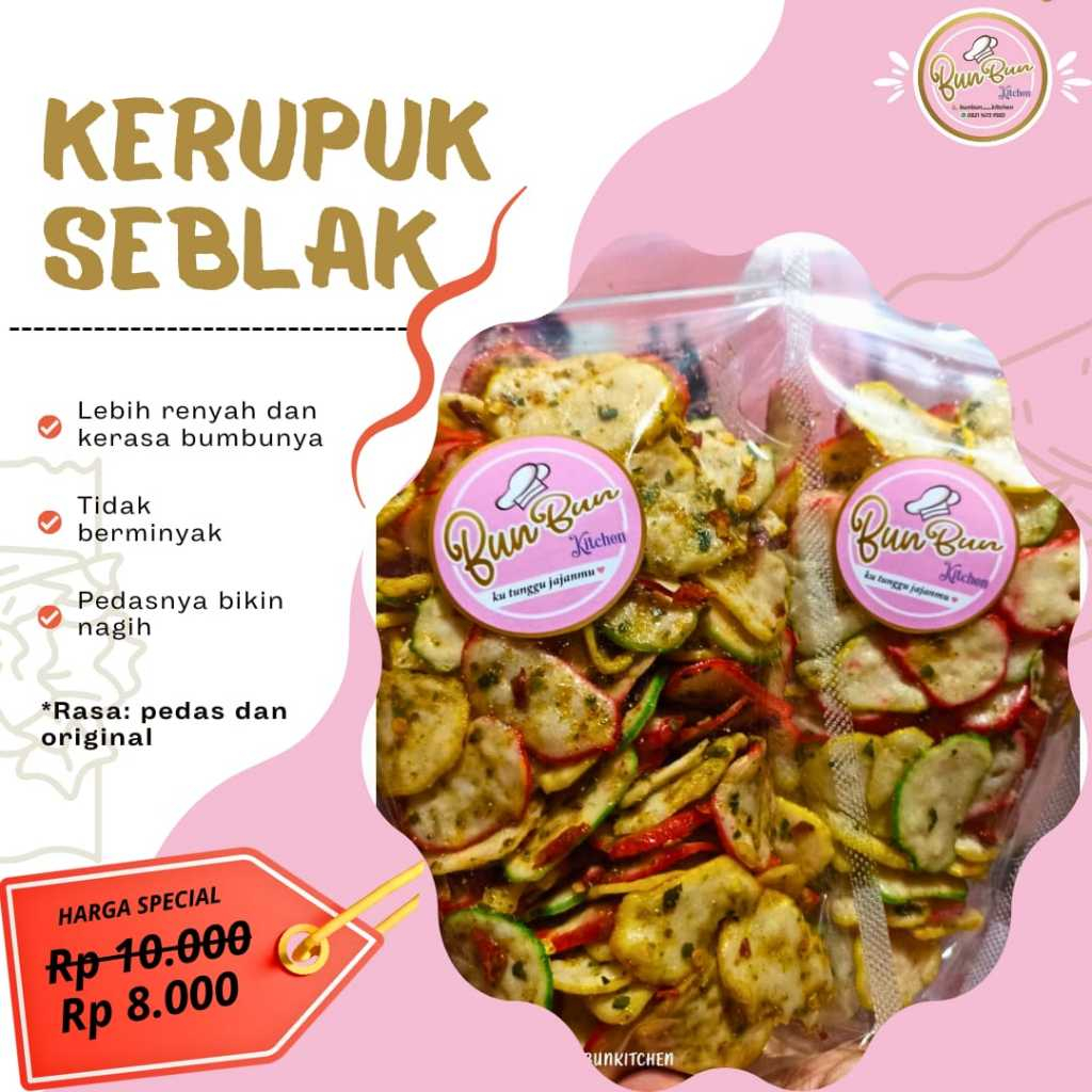 

Kerupuk Seblak / Kerupuk Sebring Pedas Gurih Aroma Daun Jeruk 100 Gr