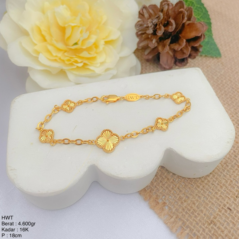Perhiasan Gelang Emas Fancy Gold Clover HWT 16k/700