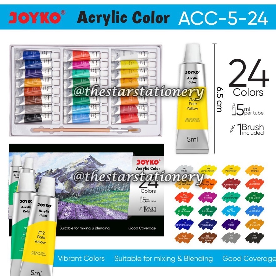 

KODE G1Y6 1 Set Isi 24 Warna GROSIR Cat Akrilik Joyko ACC524 5 ML 24 Warna Cat Acrylic Color Joyko ACC5ML24 Cat Air Joyko ACC 5 ML