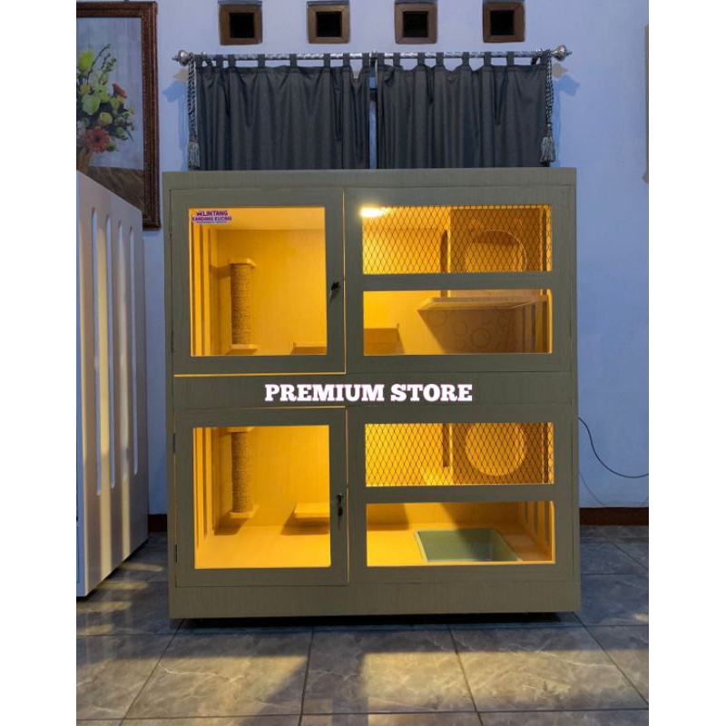 Kandang kucing 2 tingkat kandang kucing premium rumah kucing kandang kucing minimalis