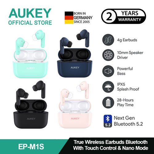 [FS] AUKEY TWS Bluetooth True Wireless Earphone IPX5 4G Earbuds EP-M1S