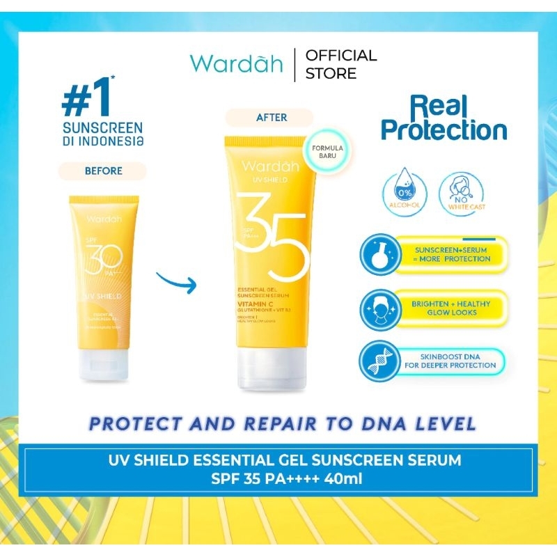 Wardah Uv Shield Sunscreen Gel 35 Pa+++/Wardah sunscreen Kuning
