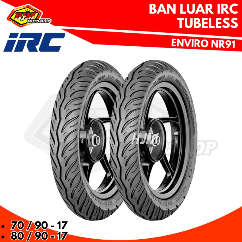 PAKET BAN LUAR IRC TUBELESS RING 17 UKURAN 70/90-17 DAN 80/90-17 SEPASANG DEPAN BELAKANG