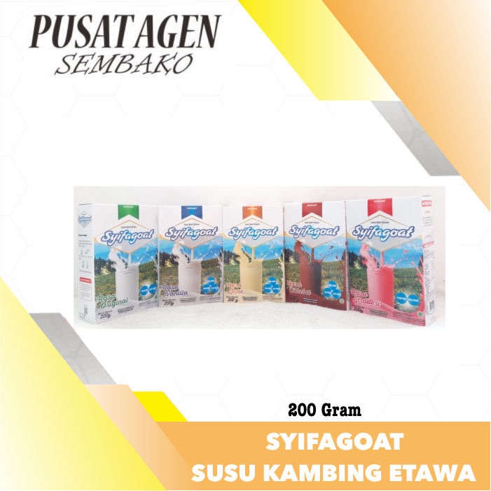 

SYIFAGOAT SUSU KAMBING ETAWA BUBUK 200 GRAM GR G PLUS GULA JAGUNG RASA COKLAT VANILLA JAHE STRAWBERRY ORIGINAL 200G 200GR