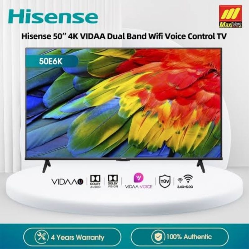 TV LED HISENSE 50 INCH / 50" 50E6K VIDAA SMART TV 4K UHD TV BEZELLESS