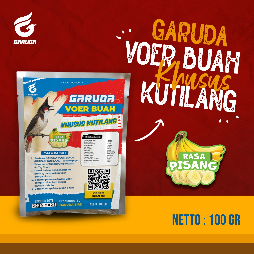 VOER KHUSUS BURUNG PEMAKAN BUAH | KUTILANG | VOER HARIAN | VOER NUTRISI KOMPLIT  | GARUDA VOER KHUSU
