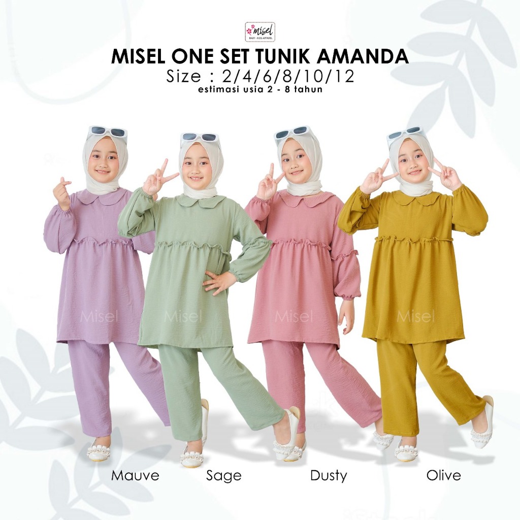 Setelan Tuik Anak Perempuan Misel One Set Tunik Amanda 2-8 Tahun