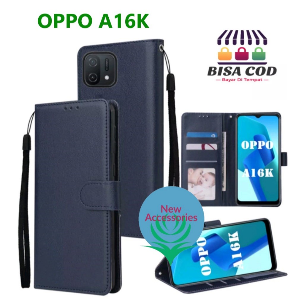 FLIP CASE OPPO A16K LEATHER CASE FLIP COVER SARUNG DOMPET BUKU PREMIUM