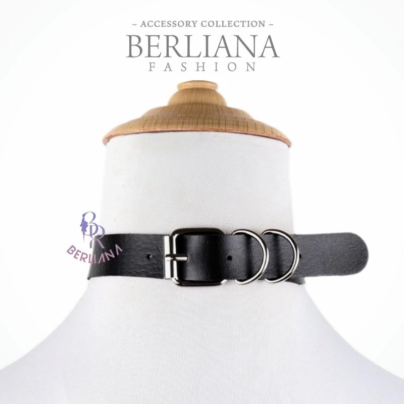 CHOKER BELT LEATHER WITH RING GOTHIC/ GRUNGE/ PUNK - KALUNG SABUK GESPER