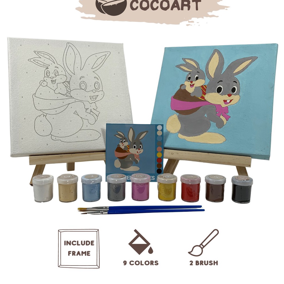 

KODE Q2S6 Paint By Number Kit Easter Bunnies Cocoartid I Kanvas 2 x 2 cm