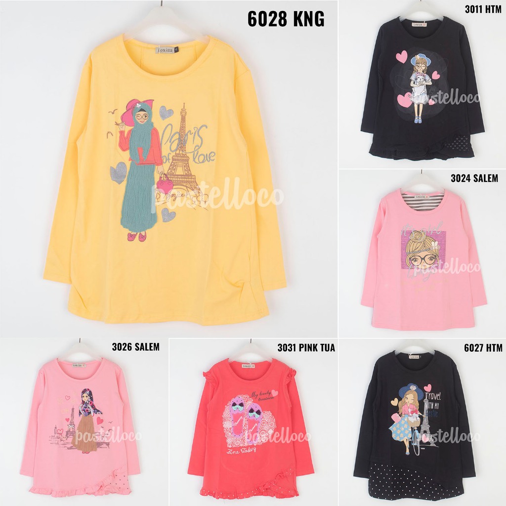 SML Louisa Kaos Anak Perempuan Lengan Panjang Atasan Anak Cewek