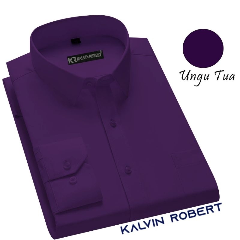 Kemeja Polos Ungu Tua lengan panjang